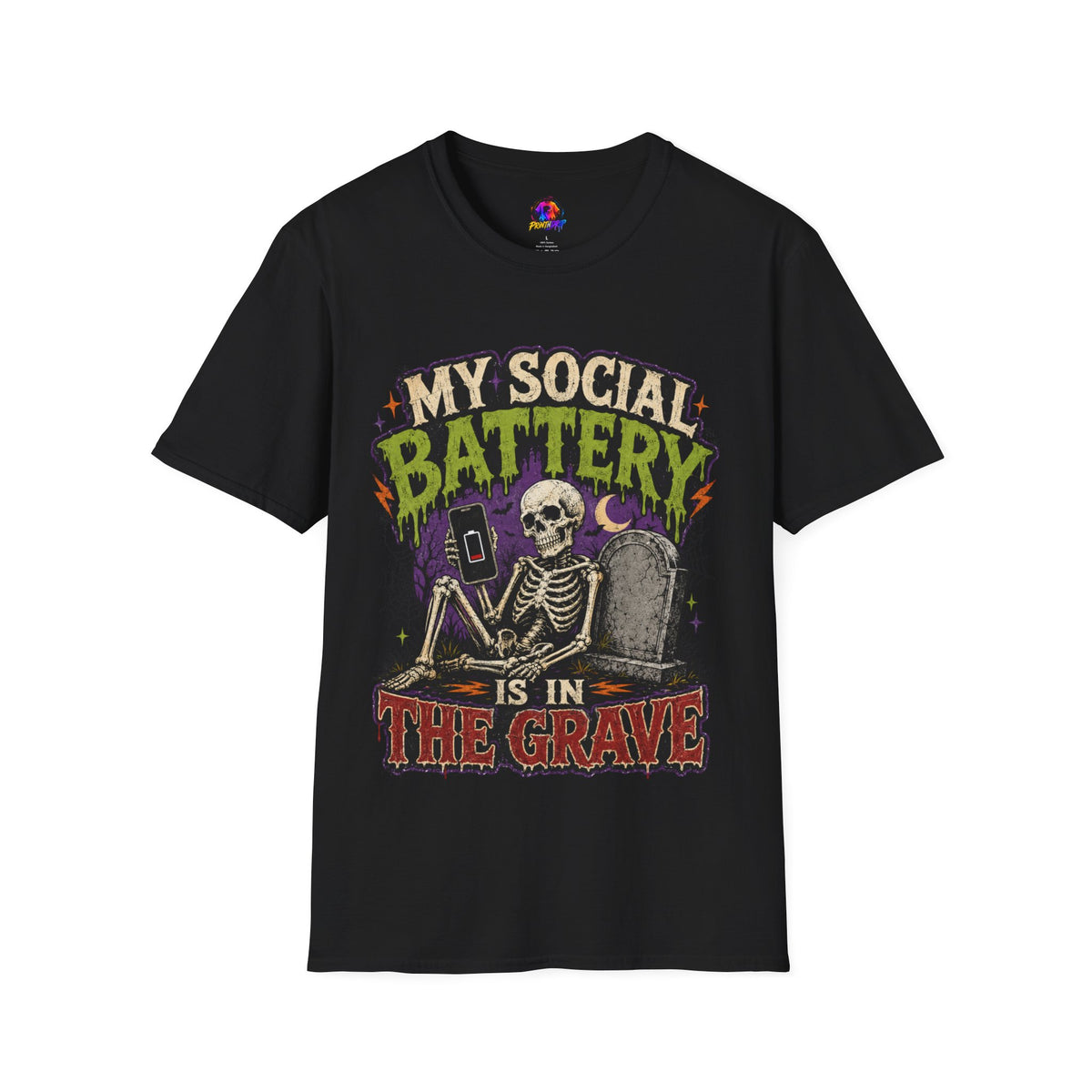 Halloween My Social Battery Unisex Softstyle T-Shirt