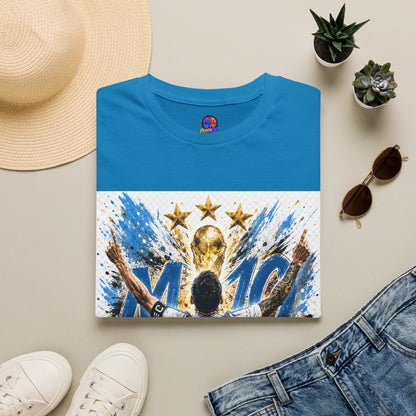 Argentna  Soccer M10 Champion T-Shirt — Gold Trophy & Stars Football Fan Tee