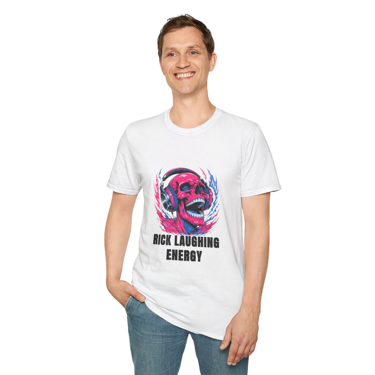 Skull Headphones T-Shirt — "Rich Laughing Energy" Graphic Tee - Trending Now - August 2026