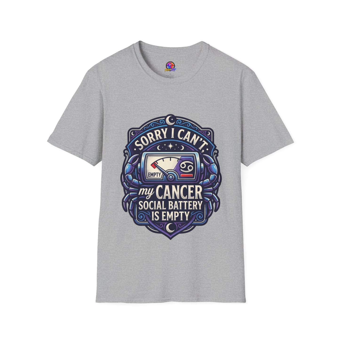 Cancer Support T-Shirt — "Sorry I Can't, My Cancer Social Battery Is Empty"