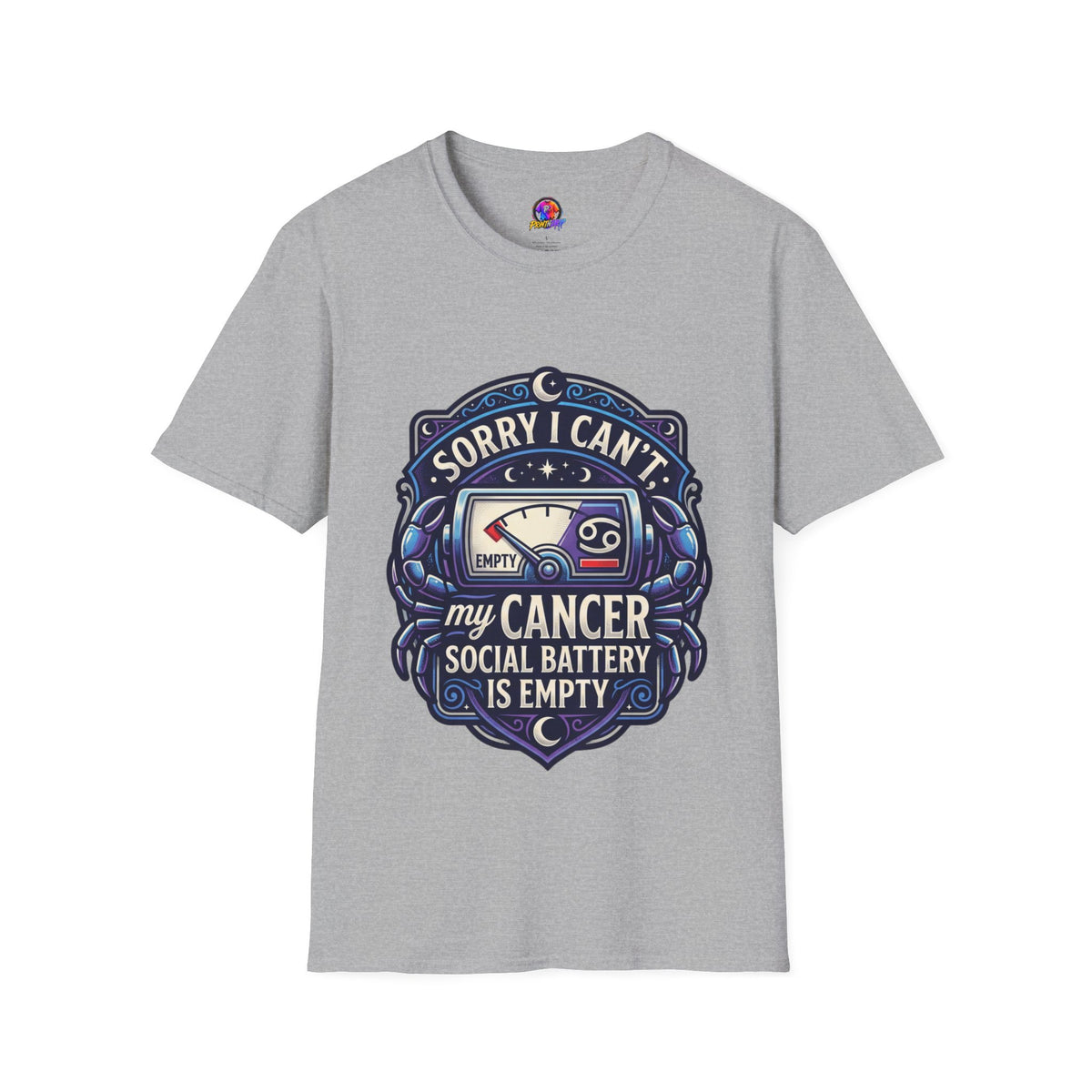 Cancer Support T-Shirt — "Sorry I Can't, My Cancer Social Battery Is Empty"