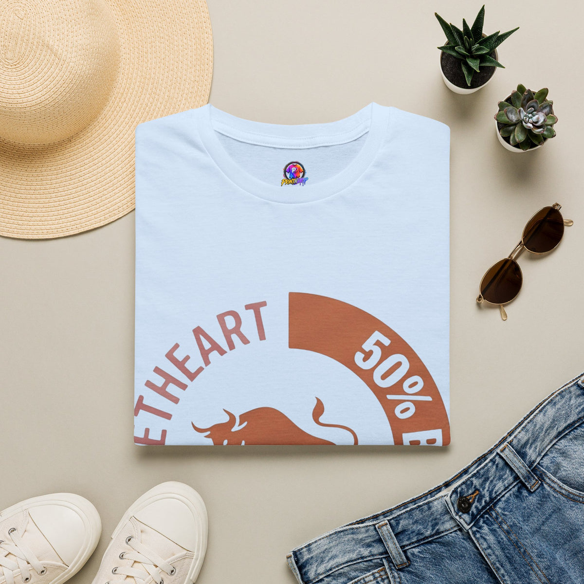 Taurus Bull 50% Sweetheart Graphic T-Shirt — Zodiac Taurus Valentine Tee