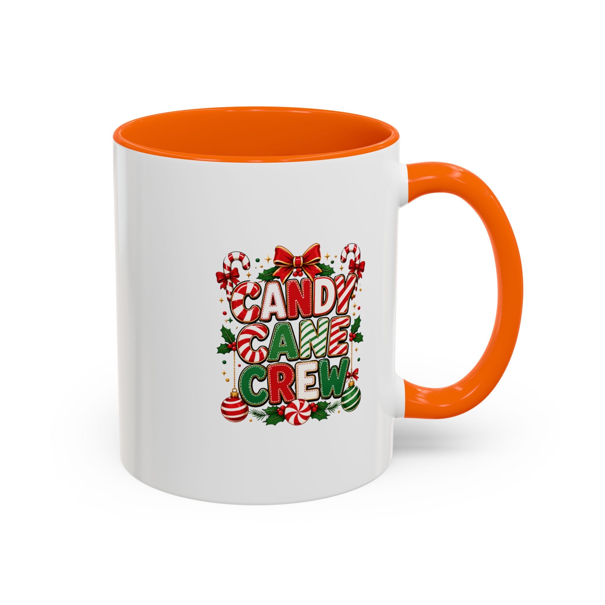 Candy Cane Crew Accent Coffee Mug — Christmas Holiday Hot Cocoa Cup
