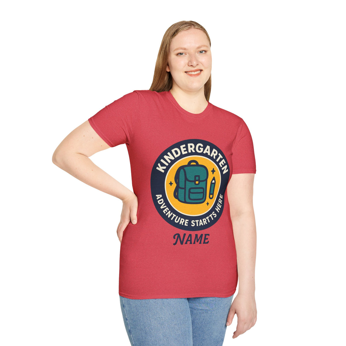 Kindergarten Teacher T‑Shirt – 'Kindergarten' Backpack Badge Design - Trending Now - August 2026
