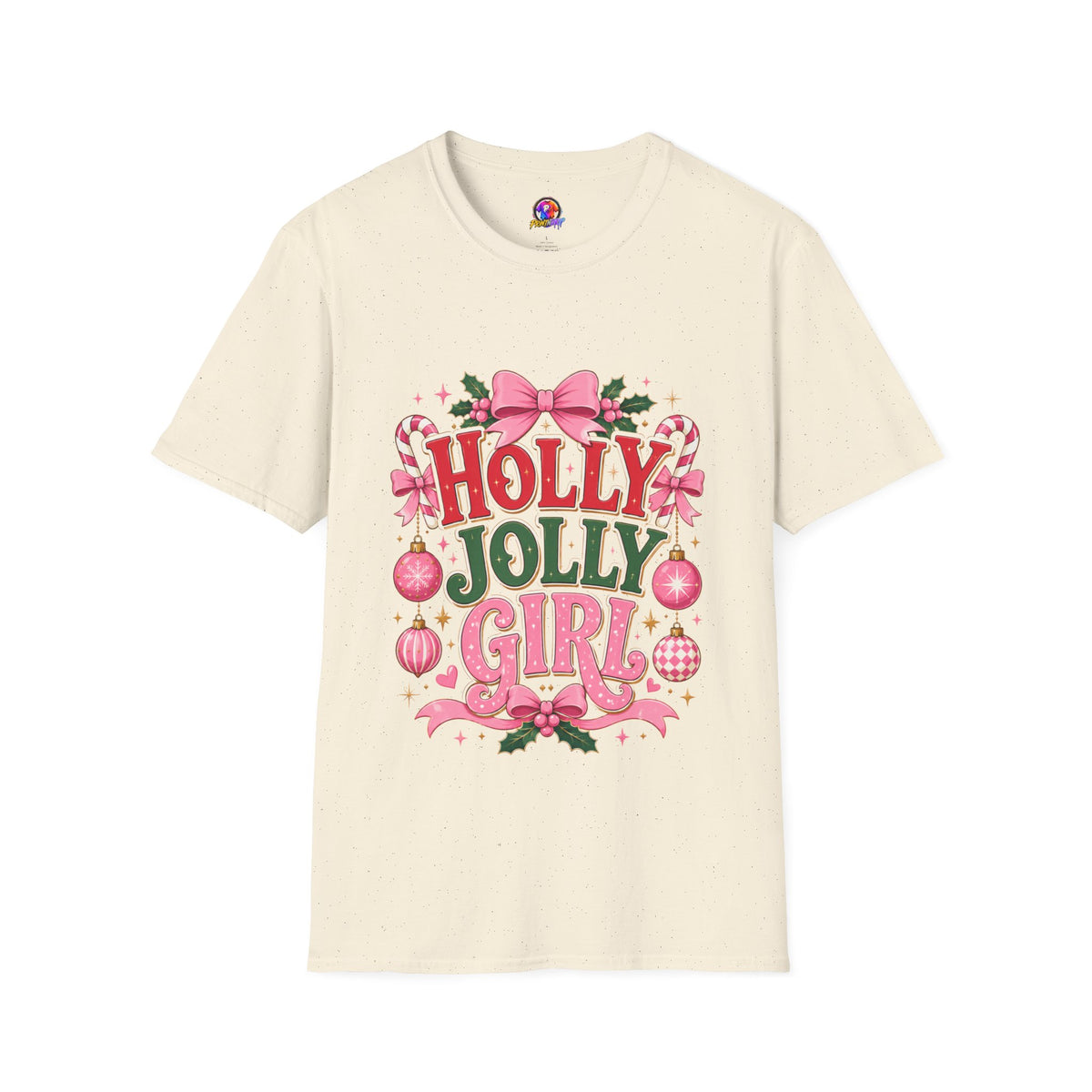 Holly Jolly Girl T-Shirt — Pink Holiday Graphic Tee
