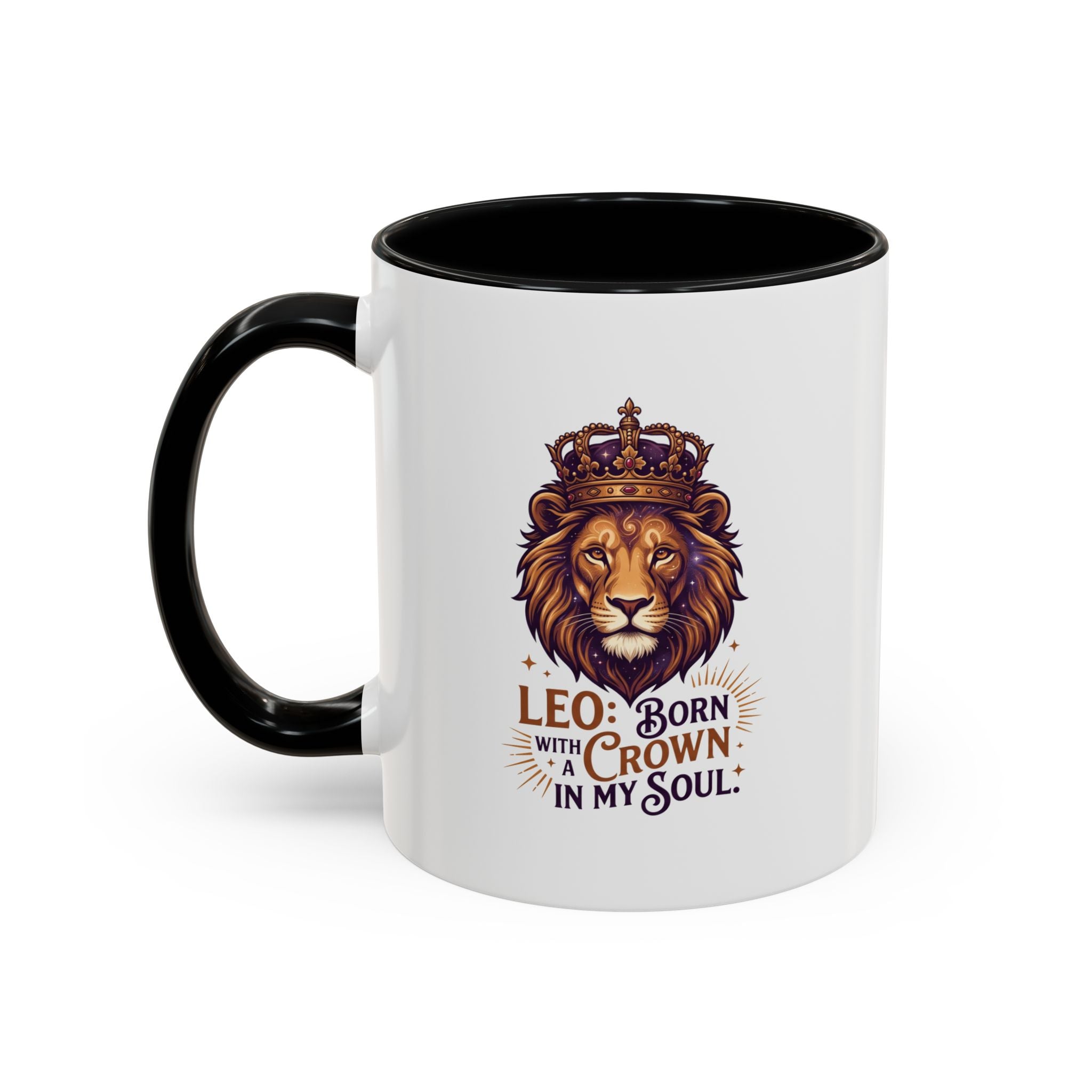 Leo Zodiac Coffee Mug — "Born with a Crown in My Soul" Lion Design