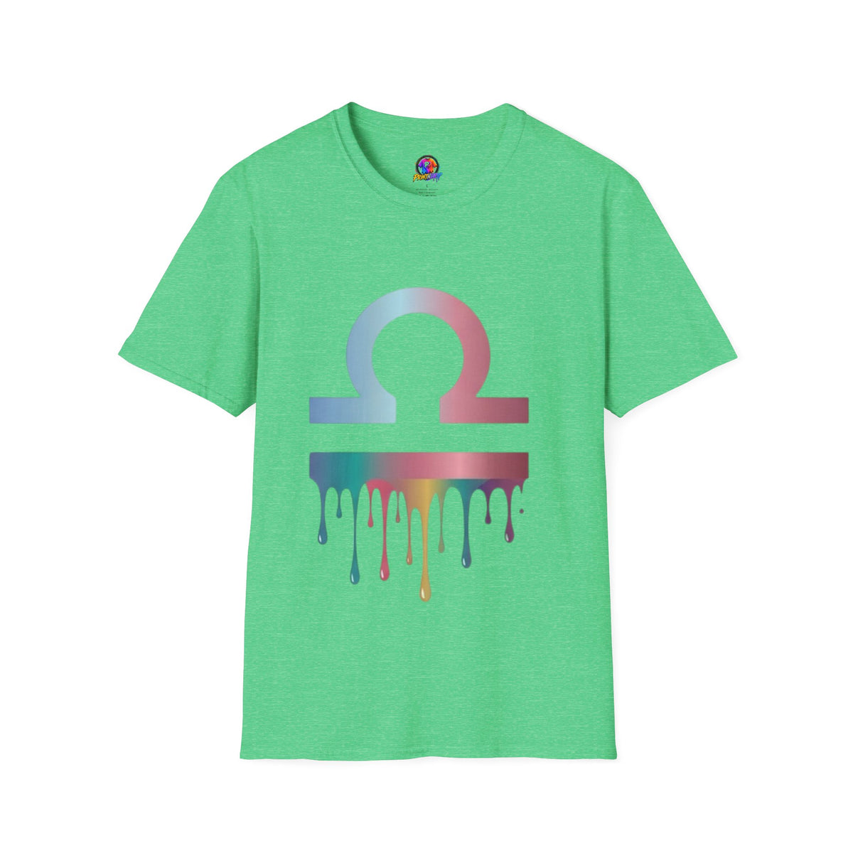 Libra Zodiac Omega Symbol T‑Shirt — Pastel Gradient Drip Graphic Shirt