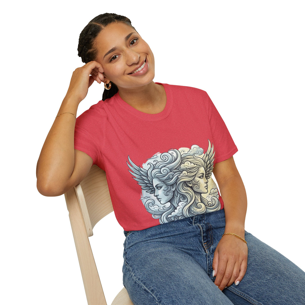 Mythic Moon & Sun Faces T-Shirt — Celestial Duality Graphic Tee