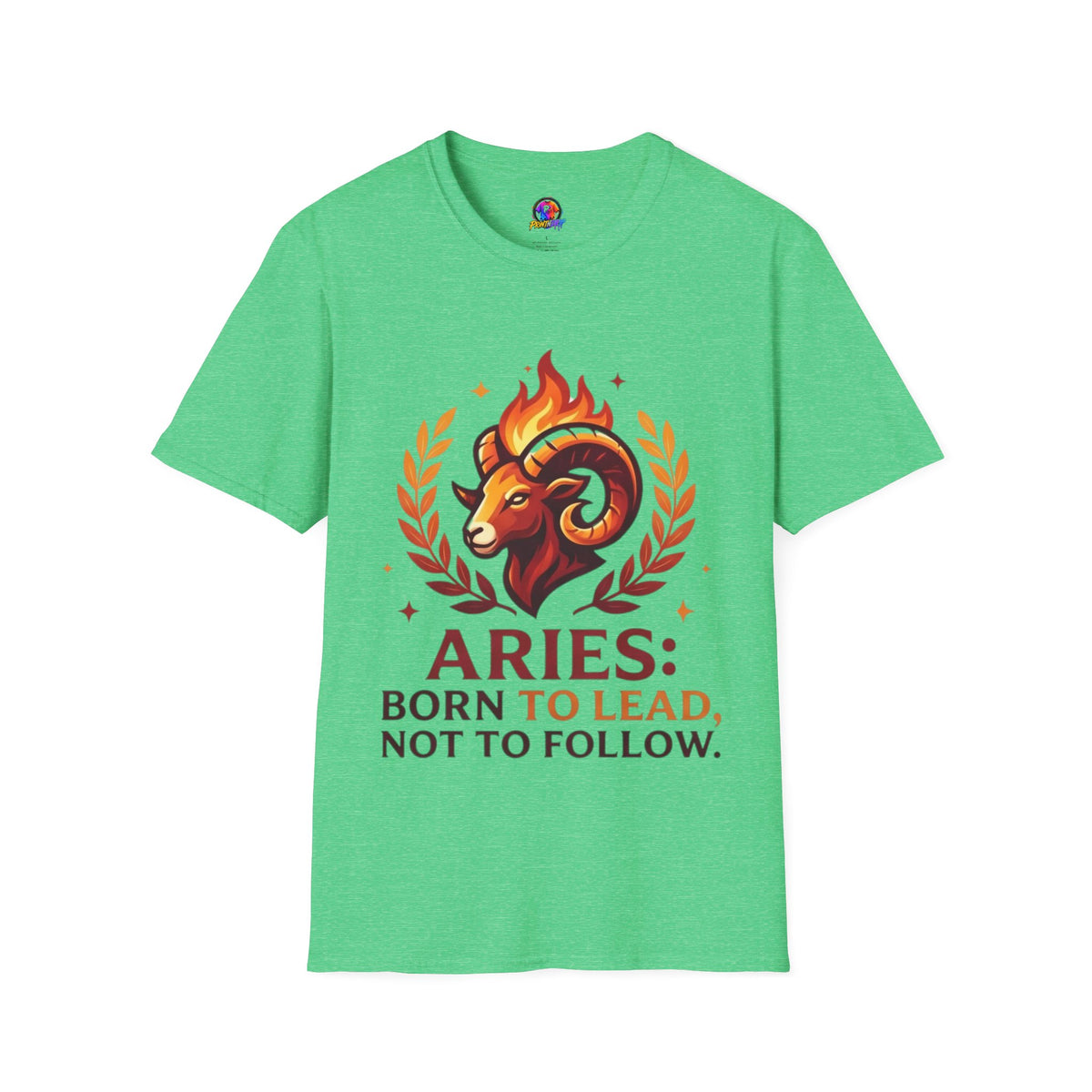 Aries Zodiac T-Shirt — "Born to Lead Not to Follow" Ram Graphic