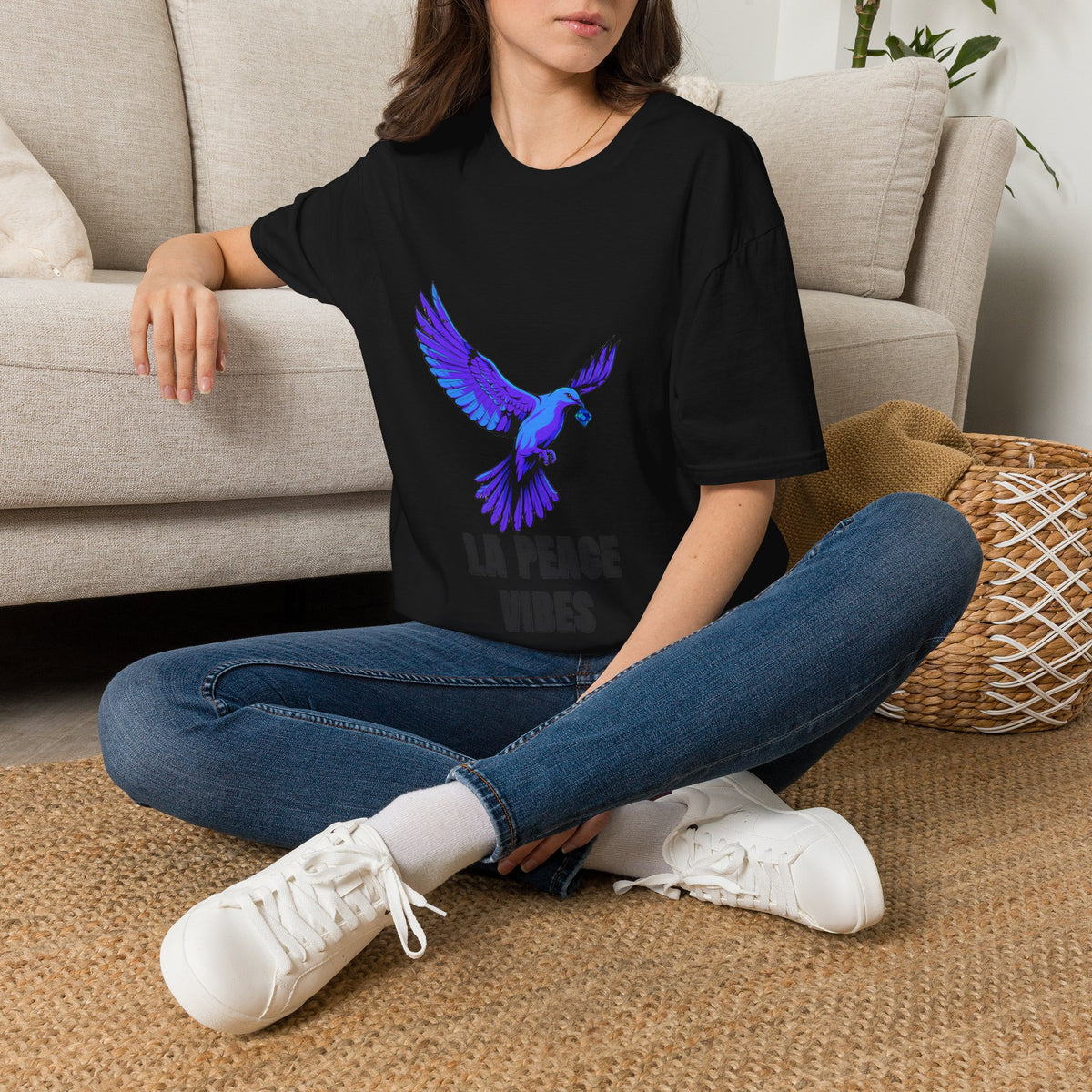La Peace Vibes Flying Dove T-Shirt - Aesthetic Bird Graphic Tee - Trending Now - September 2026