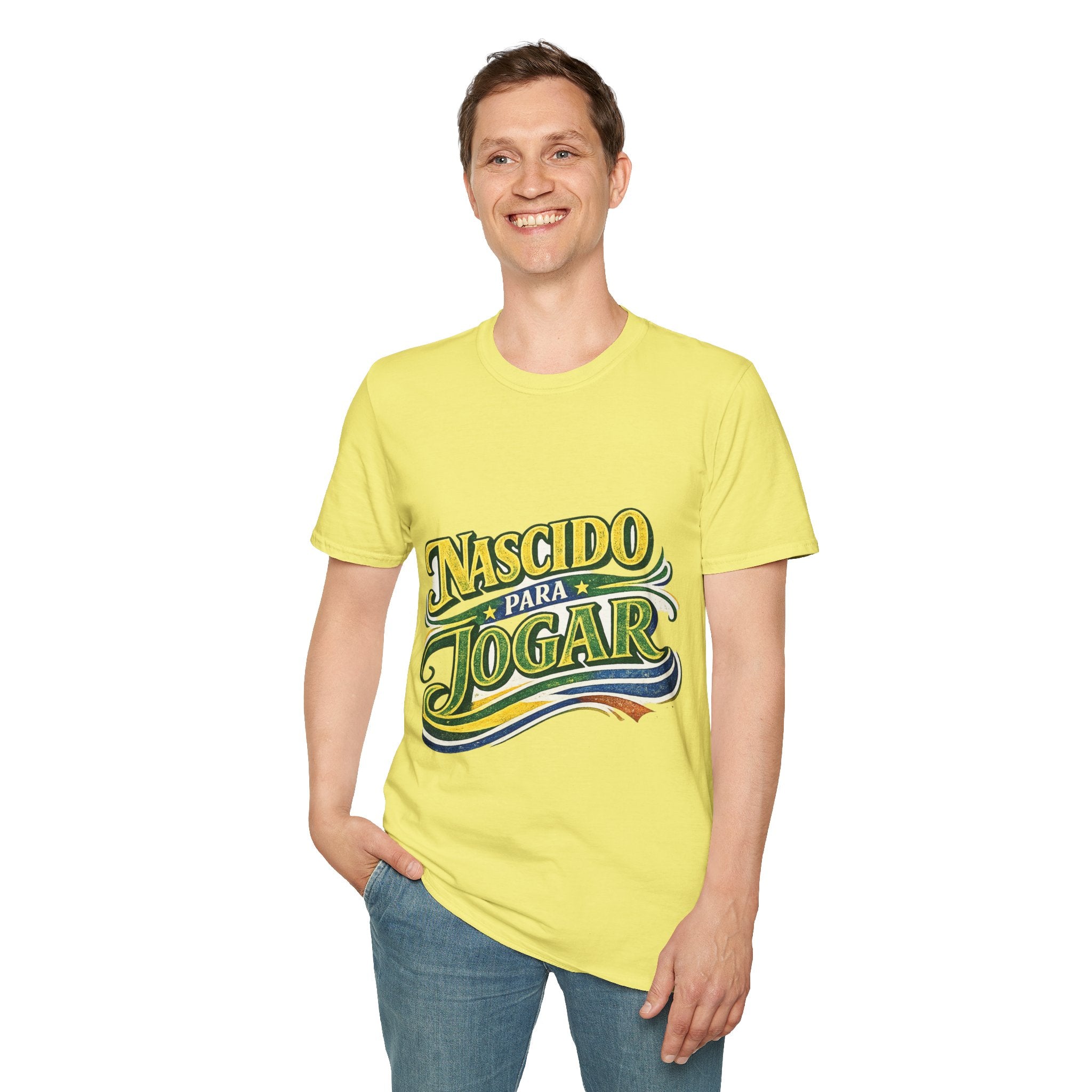 Brazil T‑Shirt — Nascido Para Jogar Vintage Brazilian Soccer Graphic Tee
