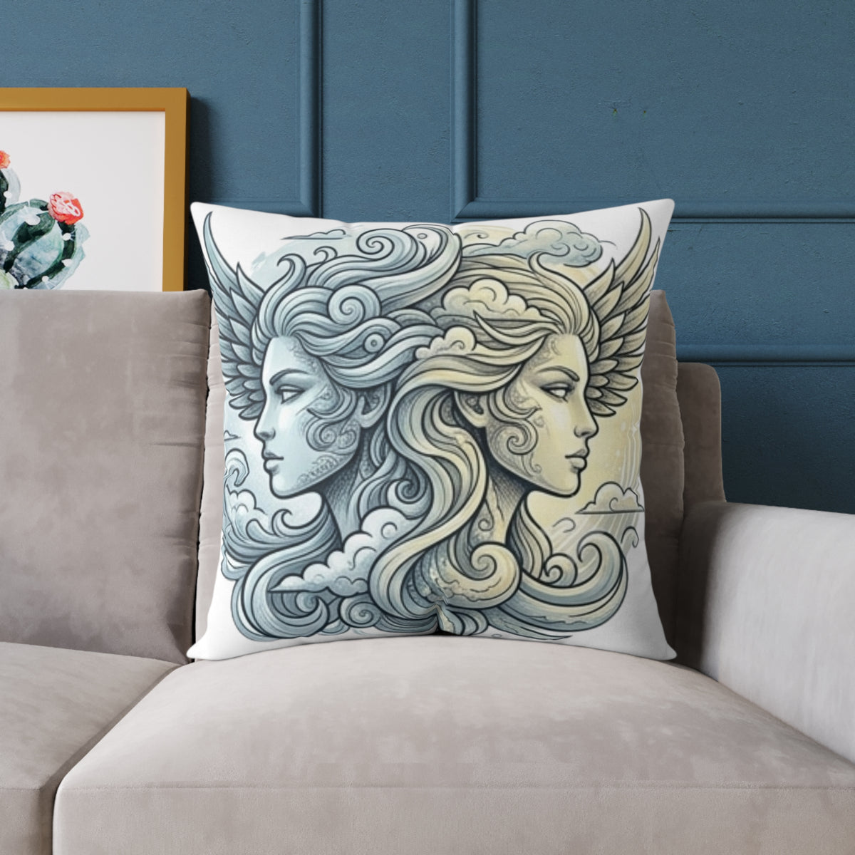 Gemini Zodiac Astrological Double Face Square Poly Canvas Pillow