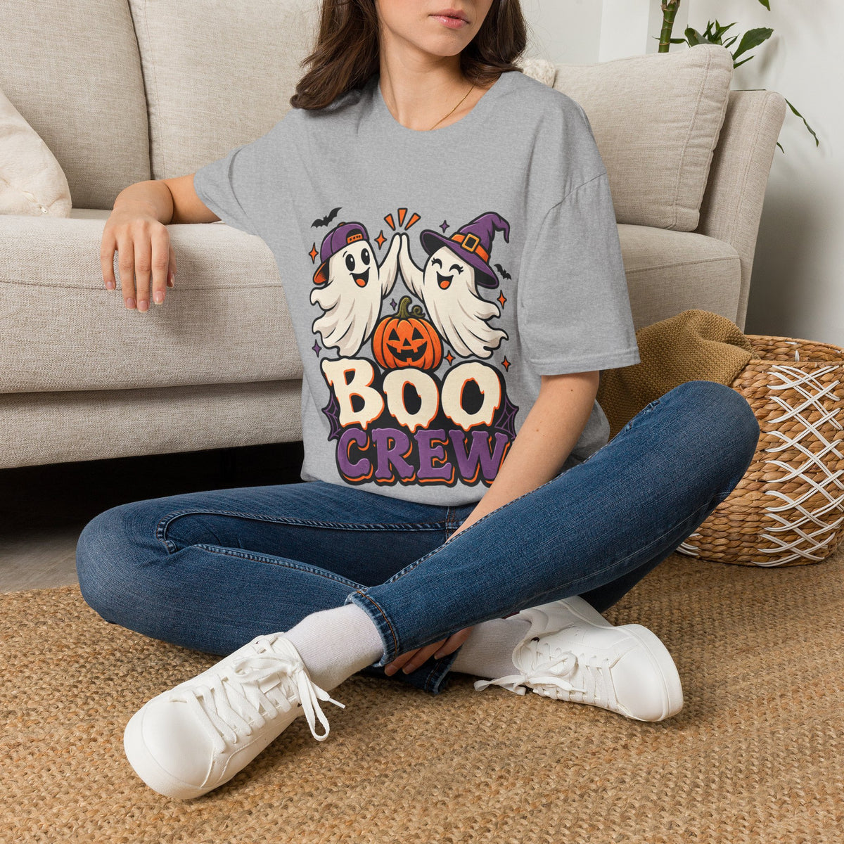 Boo Crew Halloween T-Shirt — Cute Ghosts & Pumpkin Graphic