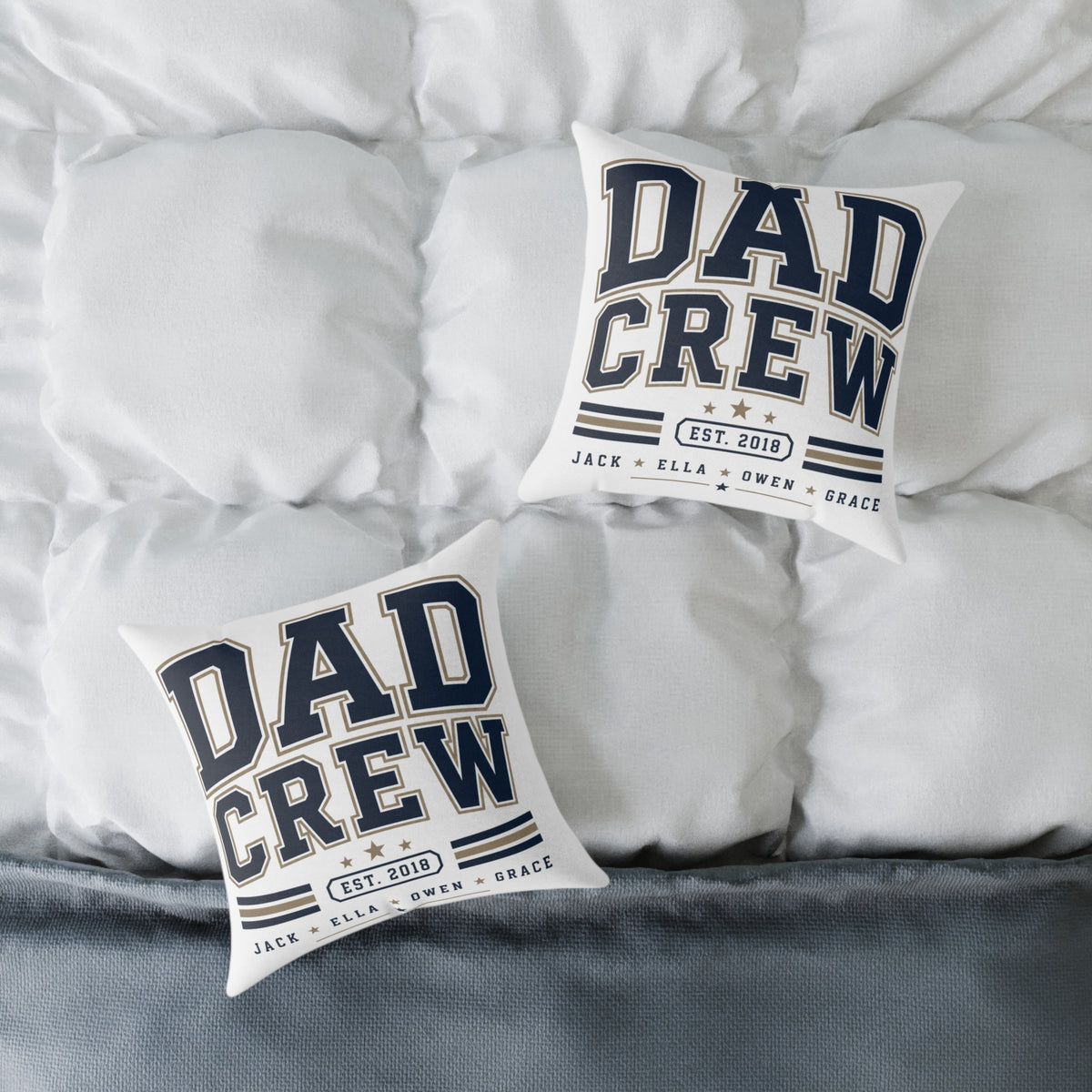 Dad Crew Square Pillow Milo Bailey Dog Dad Mom— Personalized Family Name & Est. Year Accent Pillow