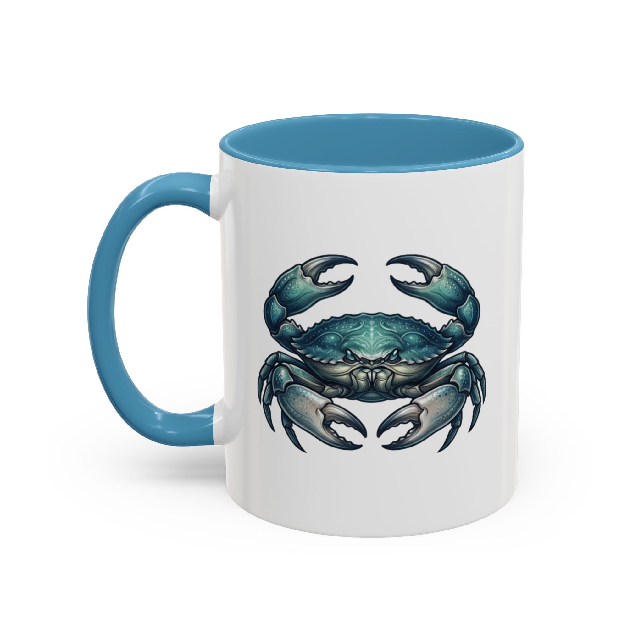 Crab Accent Coffee Mug – Blue Coastal Crab Artwork