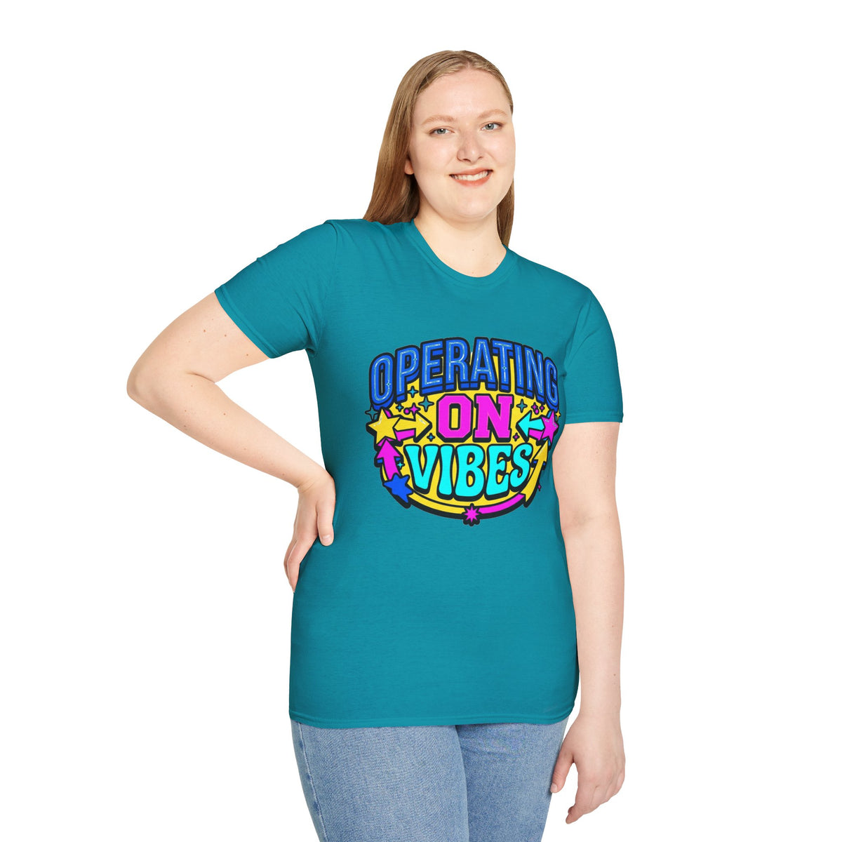 Operating On Good Vibes T-Shirt — Retro Rainbow Positive Energy Tee - Trending Now - August 2026
