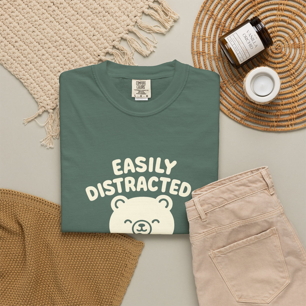 Hot Cocoa Bear T-Shirt — "Easily Distracted" Cute Winter Graphic Tee - Trending Now - October 2026