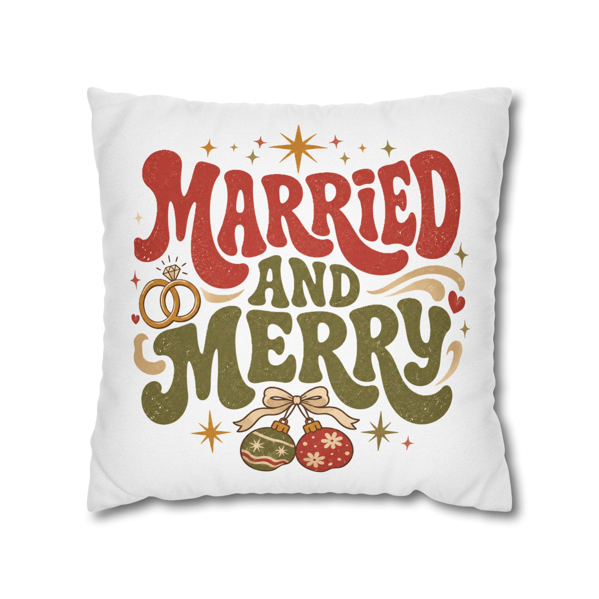 Christmas Married and Merry Holiday Pillowcase