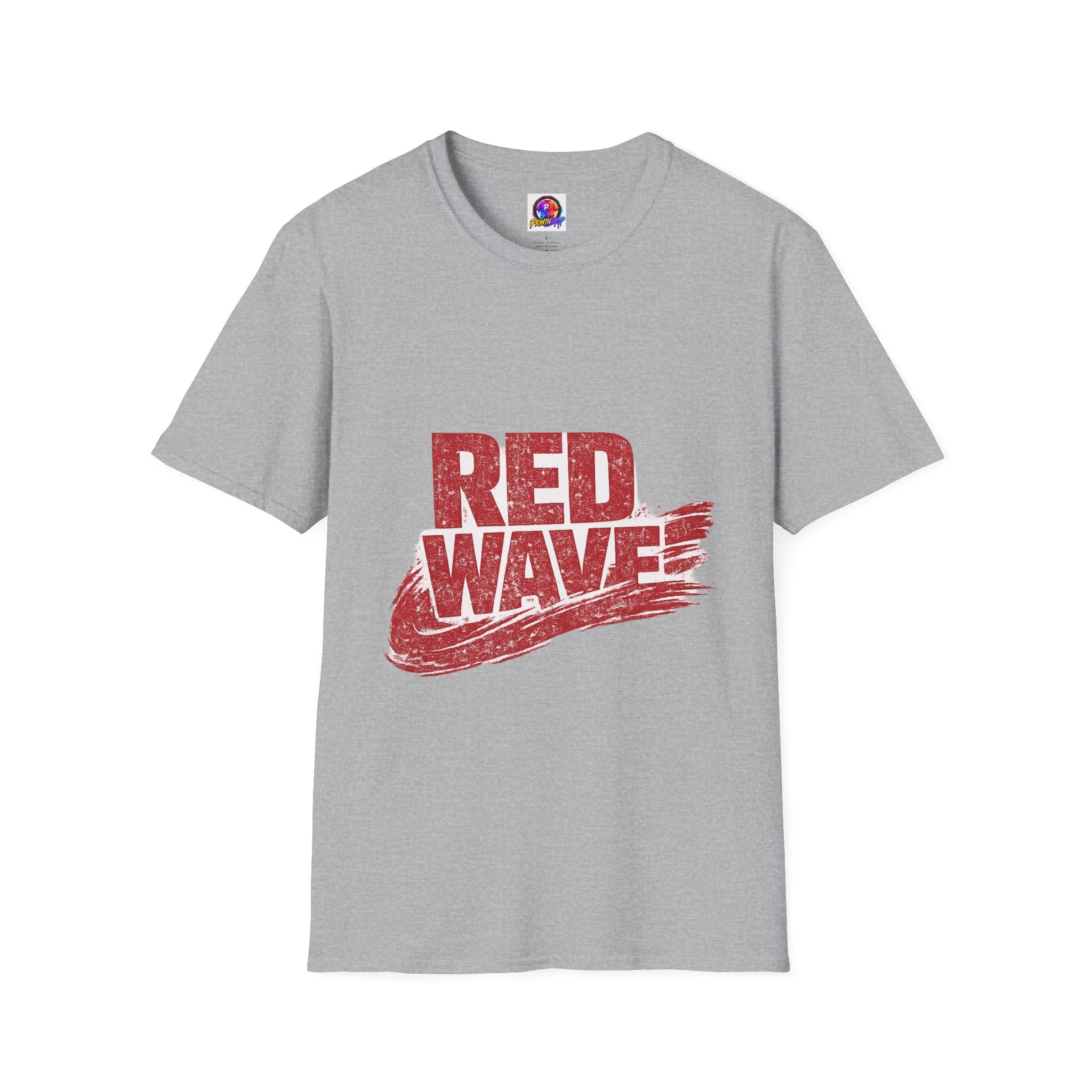 South Korea Red Wave Graphic T‑Shirt — Vintage Distressed Logo Tee