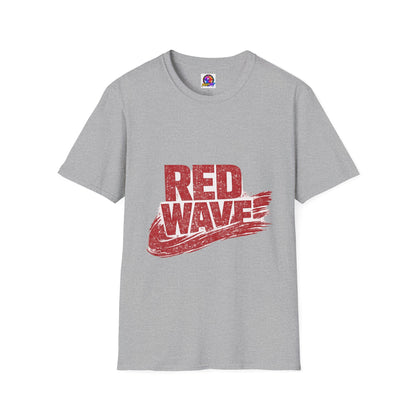 South Korea Red Wave Graphic T‑Shirt — Vintage Distressed Logo Tee