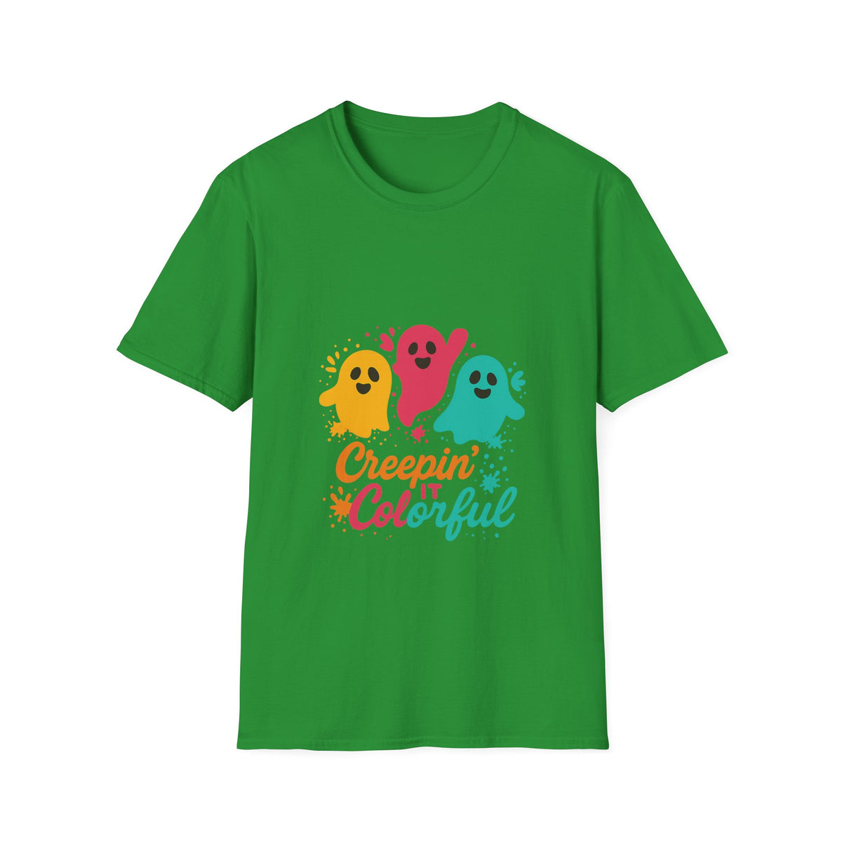 Colorful Creepin' Ghosts Tee — Cute Halloween Shirt - Trending Now - October 2026
