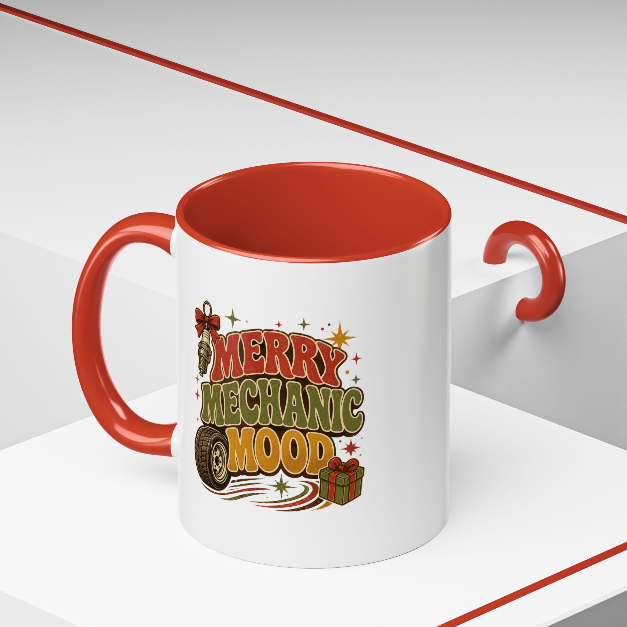 Modern Day Christmas Merry Mechanic Mood Coffee Mug — Holiday Auto Mechanic Gift