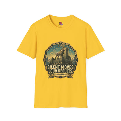 Silent Moves, Loud Results Goat Graphic Tee — Motivational Mountain Goat Shirt