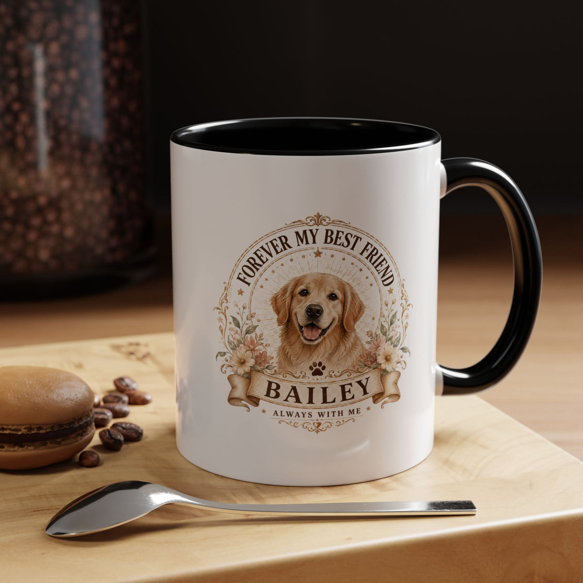 Milo Bailey Dog Dad Mom Golden Retriever Coffee Mug — “Forever My Best Friend” Personalized Dog Mug (Bailey)