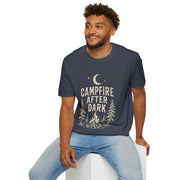 Campfire After Dark T-Shirt — Vintage Moon & Pine Camping Tee
