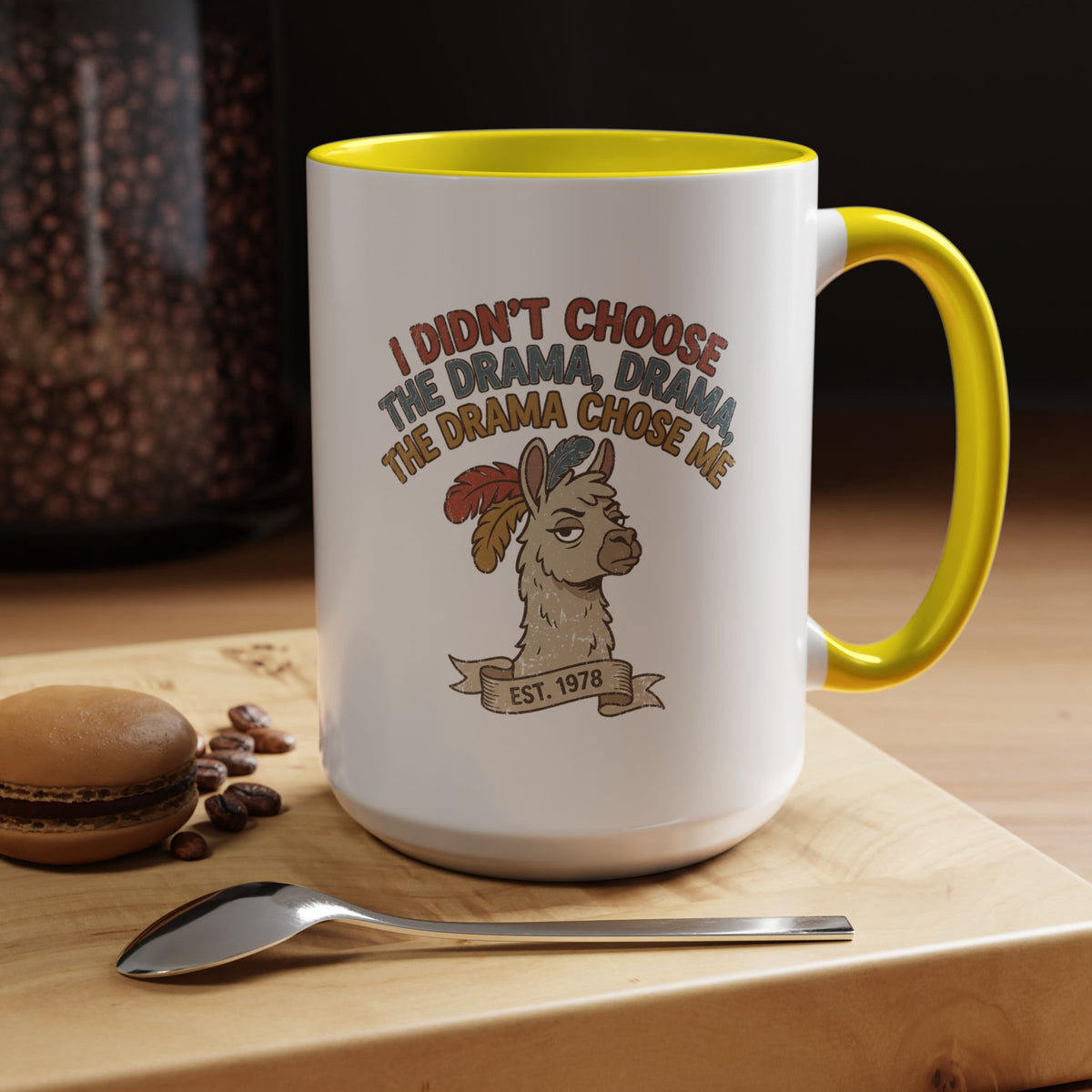 Funny And Witty "The Drama Chose Me" Accent Coffee Mug (11, 15oz)