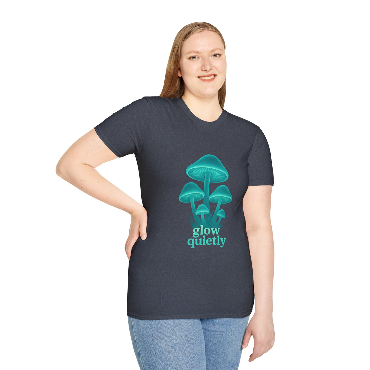 Mushroom Graphic T-Shirt — 'Grow Quietly' Teal Fungi Tee - Trending Now - August 2026
