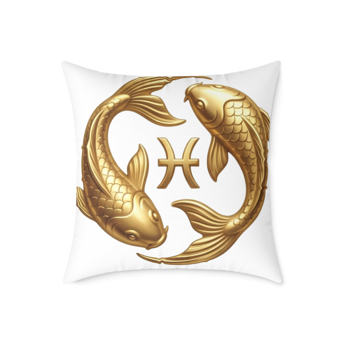 Zodiac Pisces Gold Pisces Astrological Square Poly Canvas Pillow