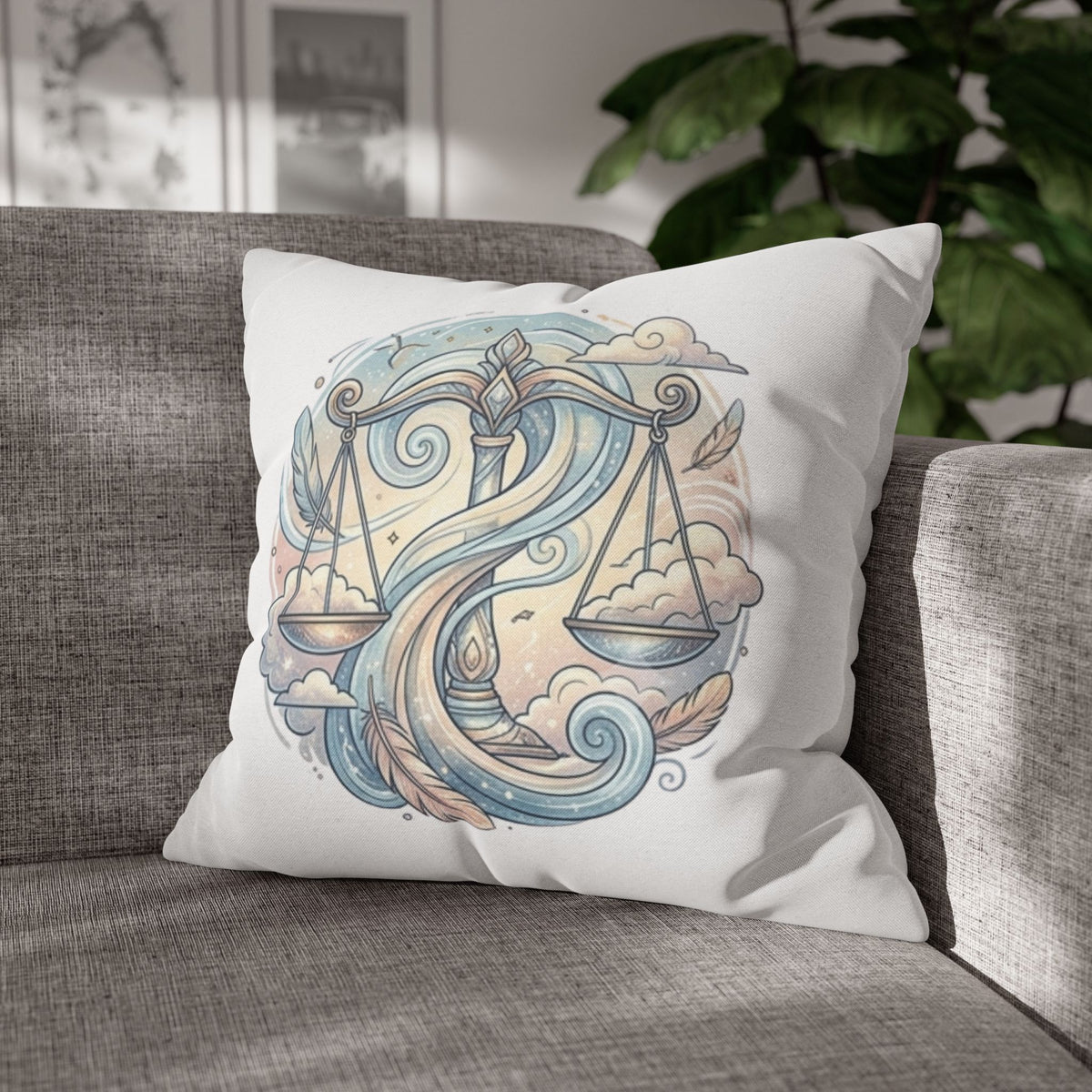 Libra Zodiac Throw Pillow pillowcase — Scales Astrology Decorative Pillowcase