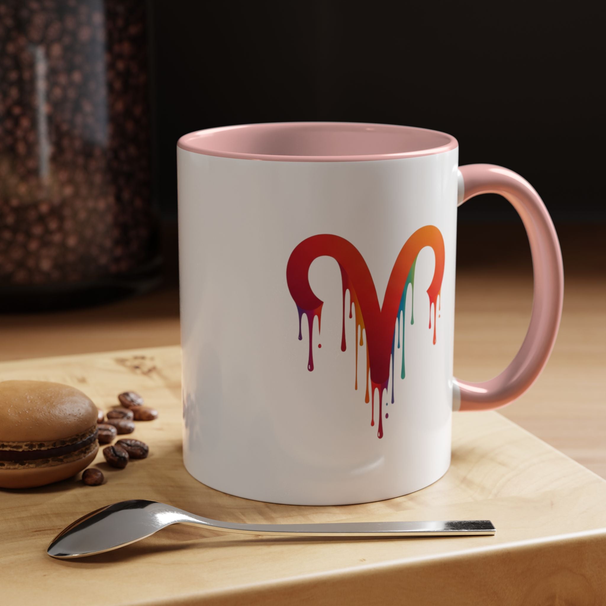Rainbow Drip Heart Coffee Mug — Colorful Art Accent Mug