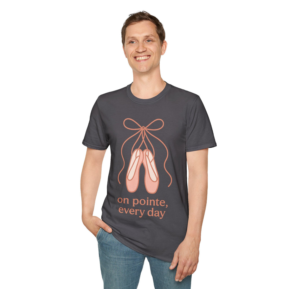 "On Pointe Every Day" Ballet Pointe Shoes Tee - Cute Coquette Balletcore Aesthetic White T-Shirt - Trending Now - September 2026