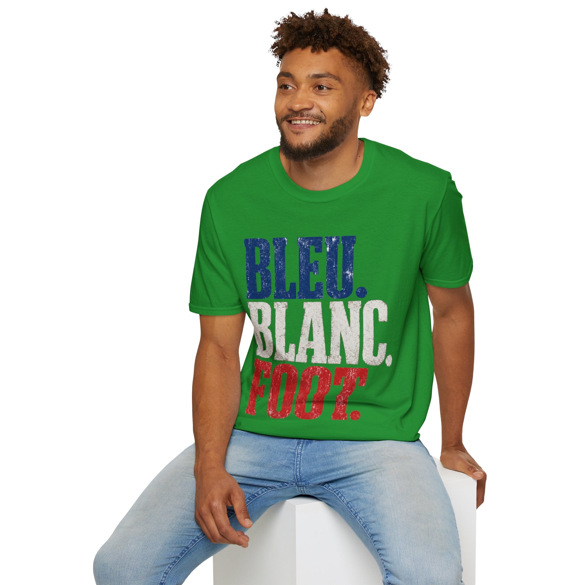 France T-Shirt — Bleu Blanc Foot Vintage French Flag Soccer Graphic Tee