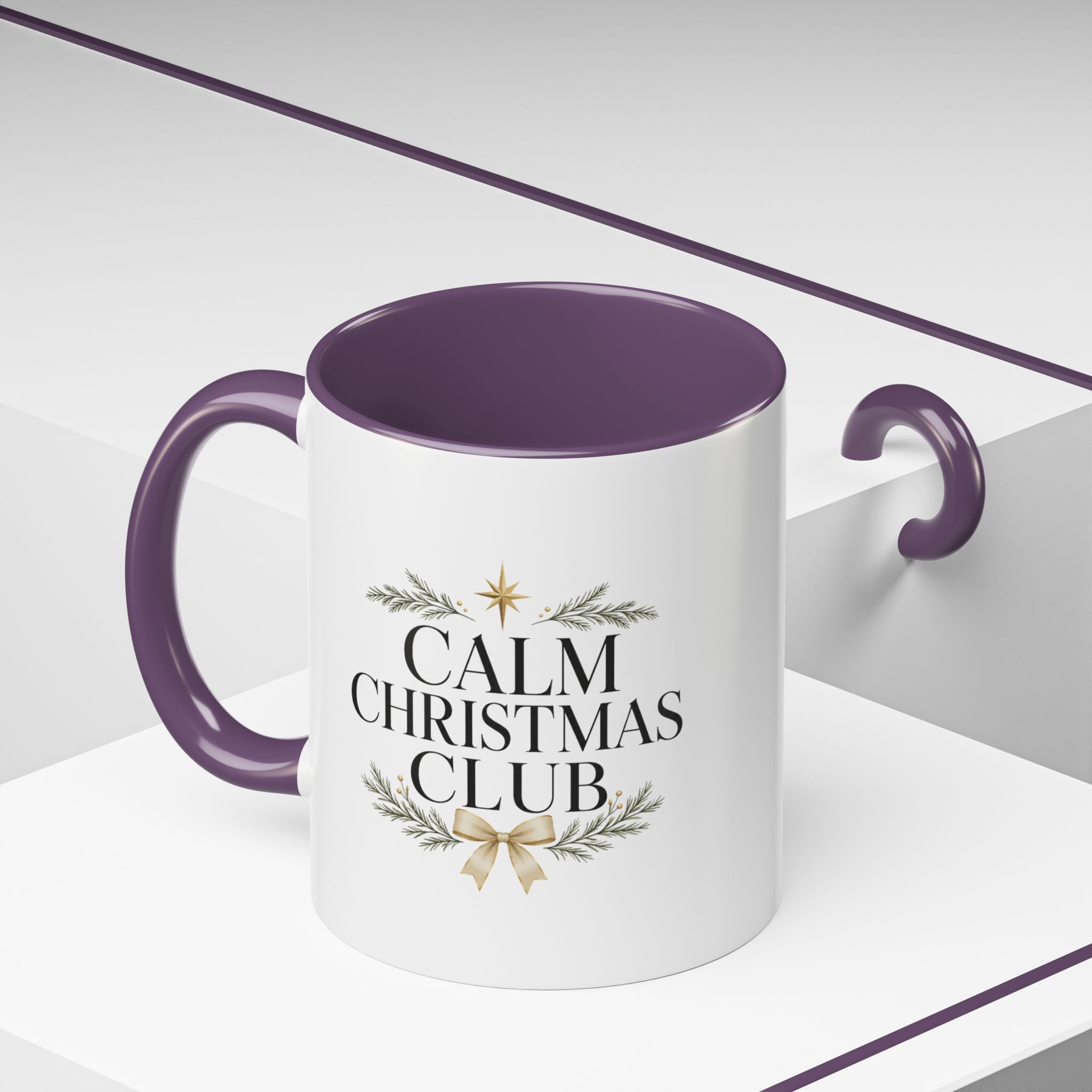 Christmas Calm Christmas Club Accent Coffee Mug — Holiday Floral Wreath