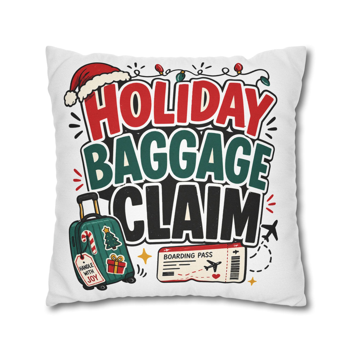 Holiday Baggage Claim Pillowcase Modern Day Christmas  - Funny Christmas Travel Decorative Throw Pillowcase
