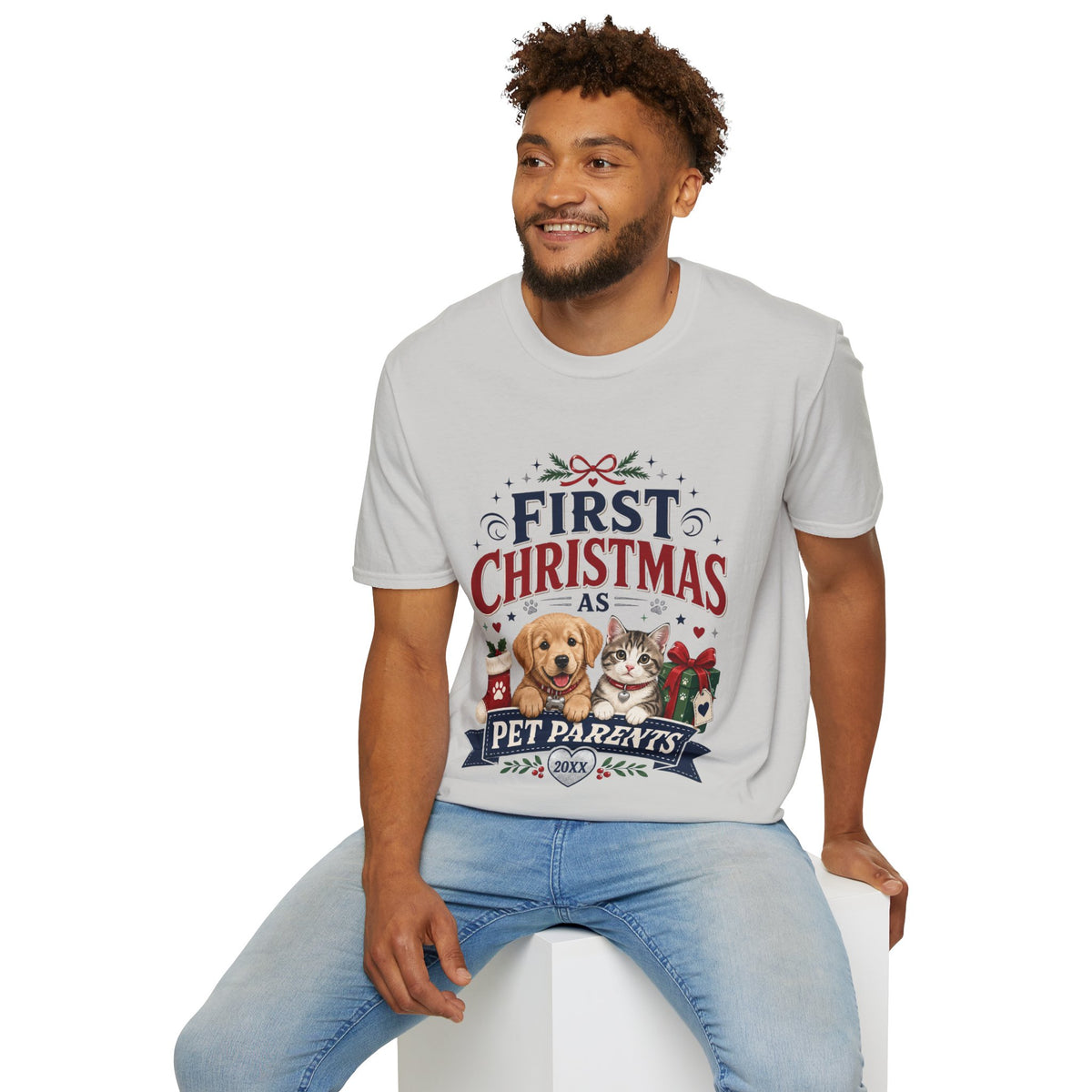 T-Shirt — "First Christmas as Pet Parents" Holiday Tee