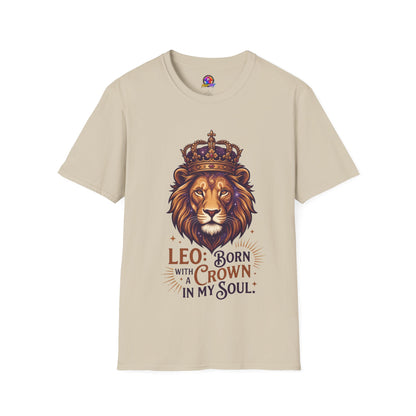 Leo Lion T-Shirt — "Born with a Crown in My Soul" Zodiac Graphic Tee