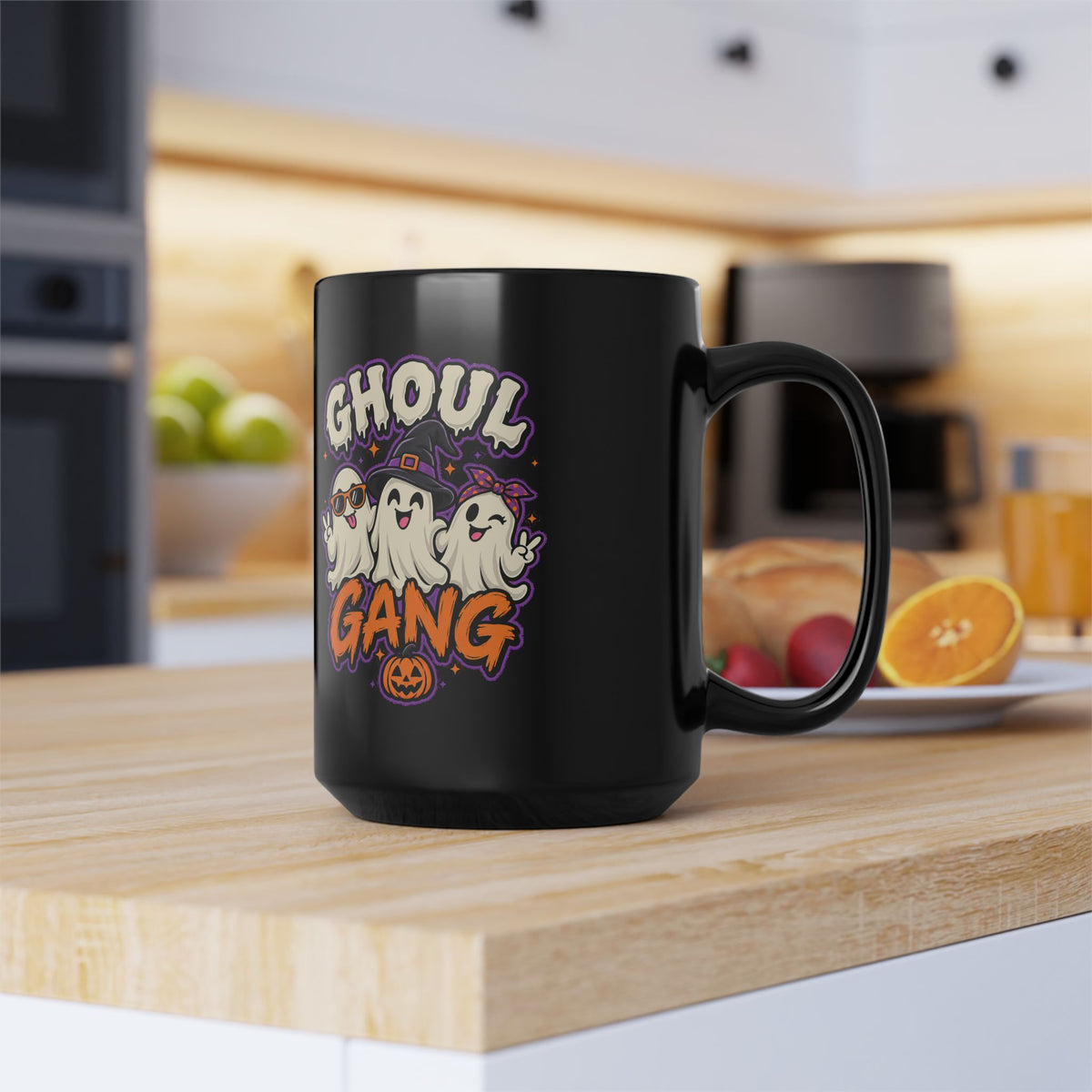 Ghoul Gang Halloween Mug — Cute Ghosts Graphic Coffee Cup (11oz & 15oz)