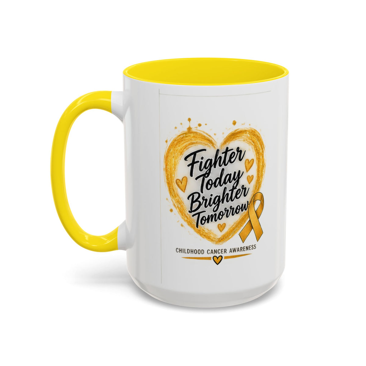 Childhood Cancer Awareness Coffee Mug – "Fighter Today Brighter Tomorrow" (Accent 11/15oz)