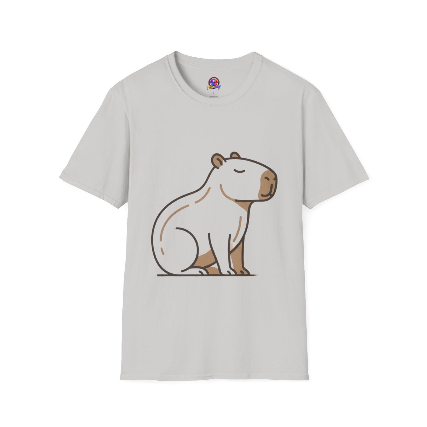 Cute Relaxed Capybara T-Shirt — Minimal Cartoon Capybara Graphic Tee