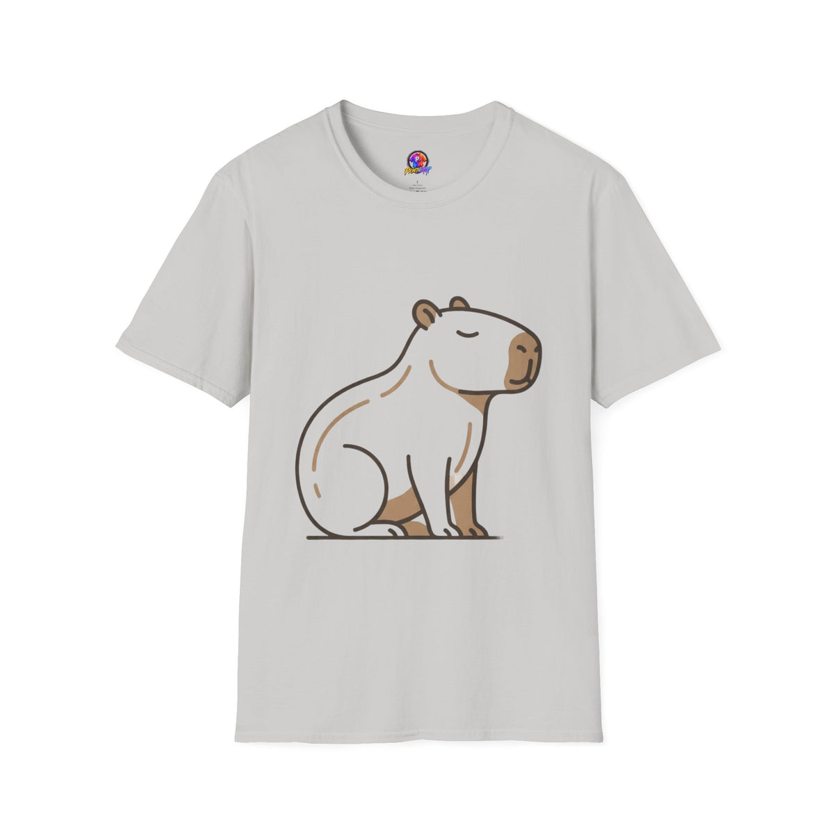Cute Relaxed Capybara T-Shirt — Minimal Cartoon Capybara Graphic Tee