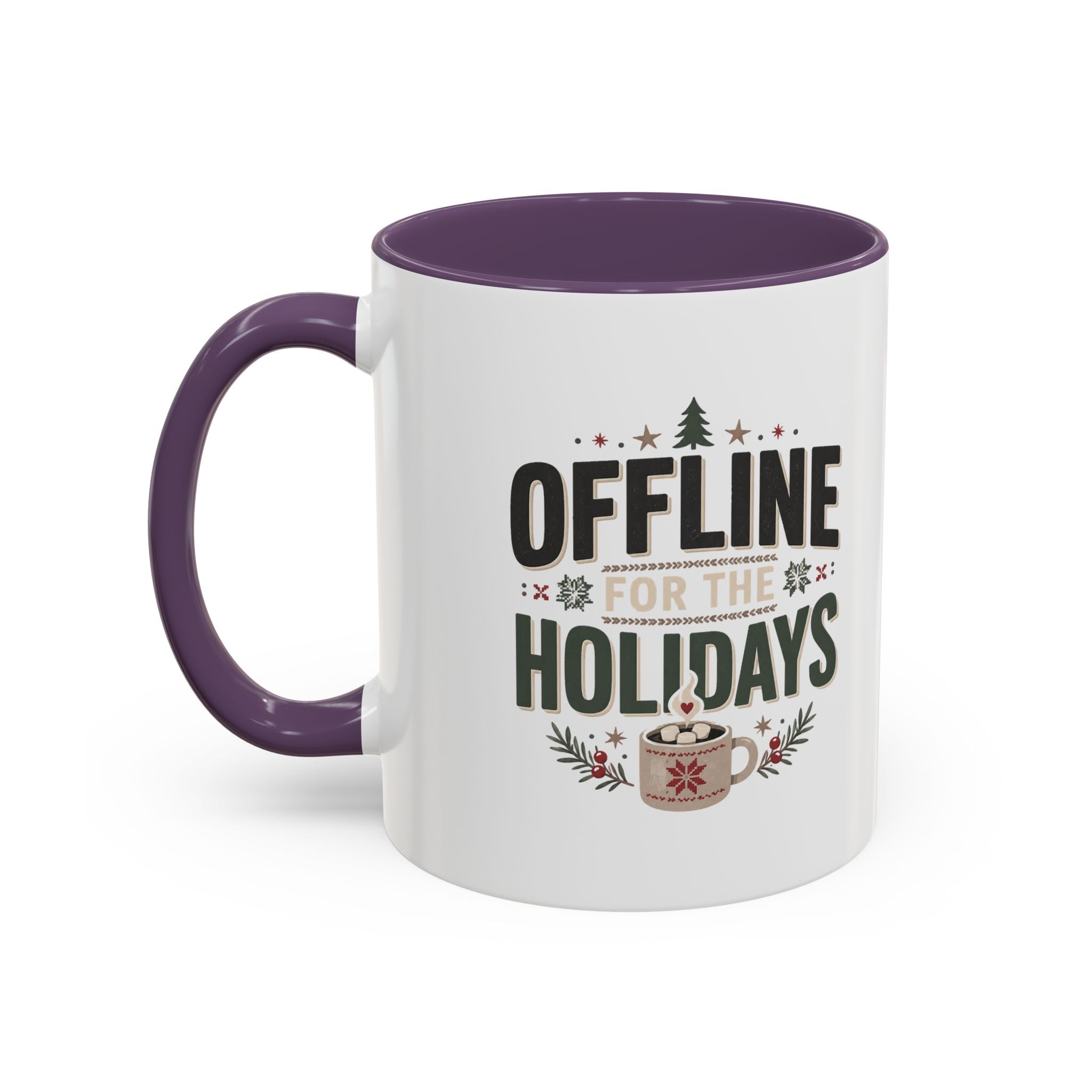 Christmas Holiday Coffee Mug — “Offline for the Holidays” Accent Ceramic Mug