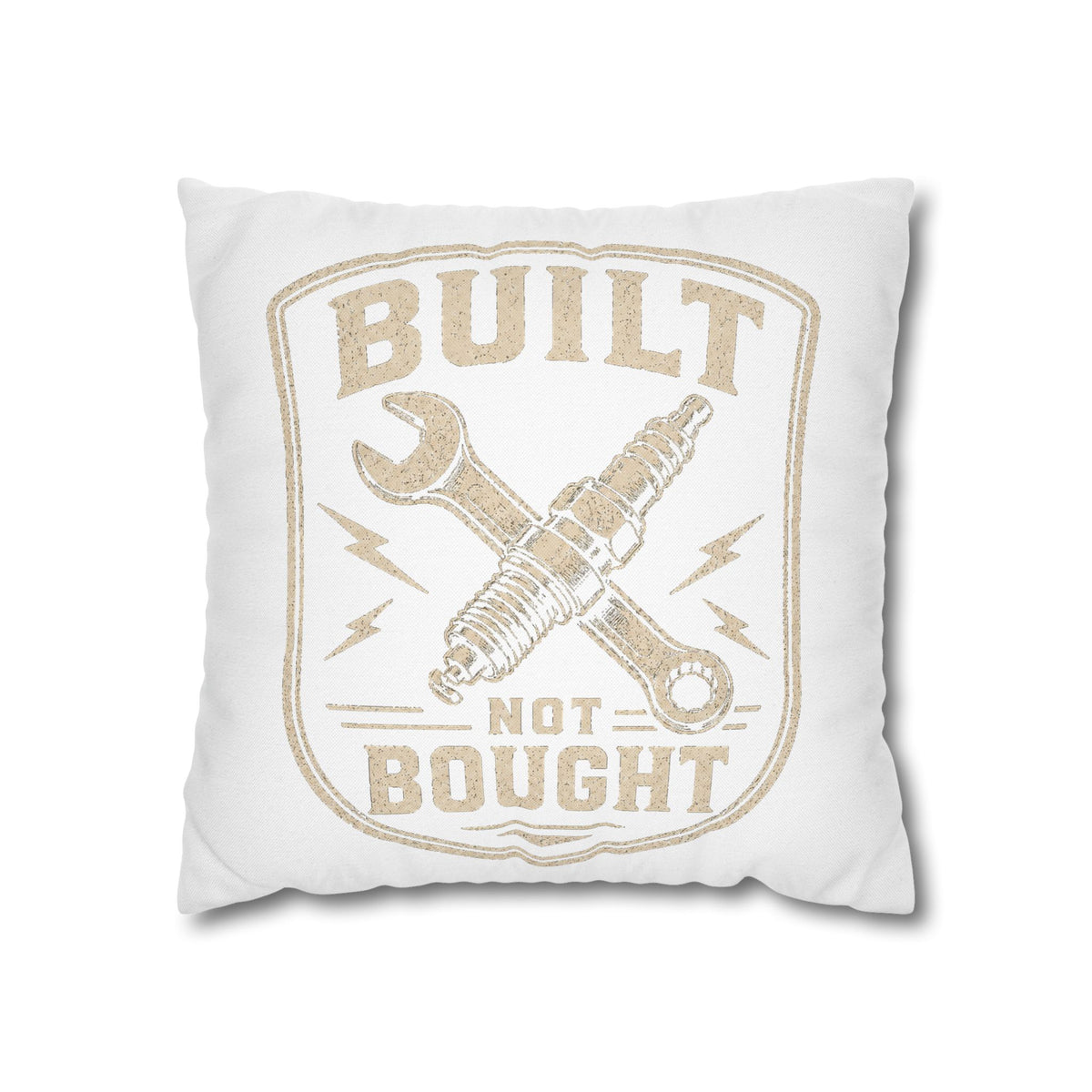 Built Not Bought Decorative Pillowcase Milo Bailey Dog Dad Mom — Mechanic Vintage Spark Plug & Wrench Accent