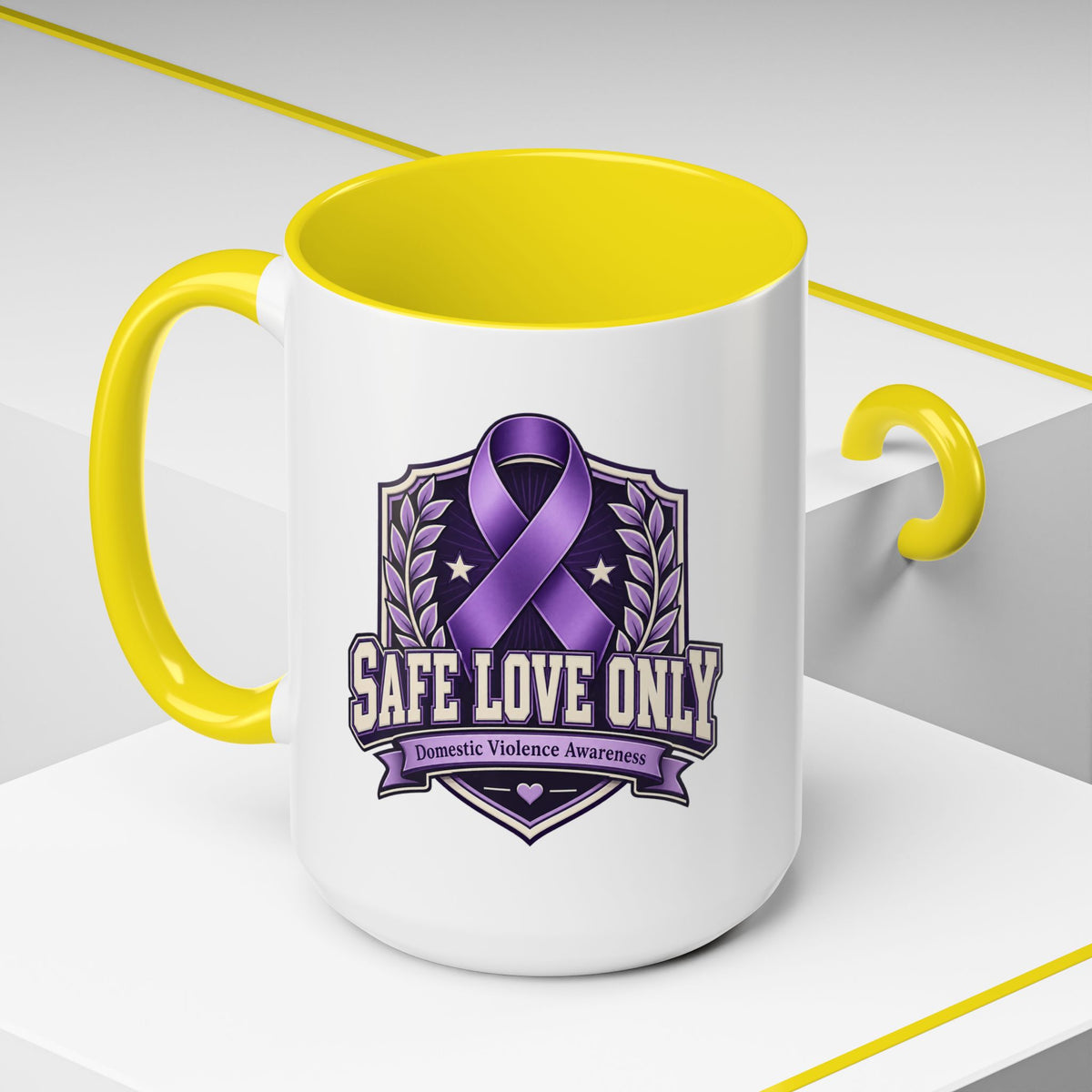 Coffee Mug — "Safe Love Only" Domestic Violence Awareness (Purple Ribbon)