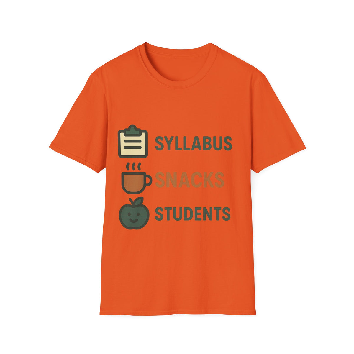 Syllabus Snacks Students Graphic Tee — Funny Teacher & Student Back-to-School T-Shirt - Trending Now - August 2026