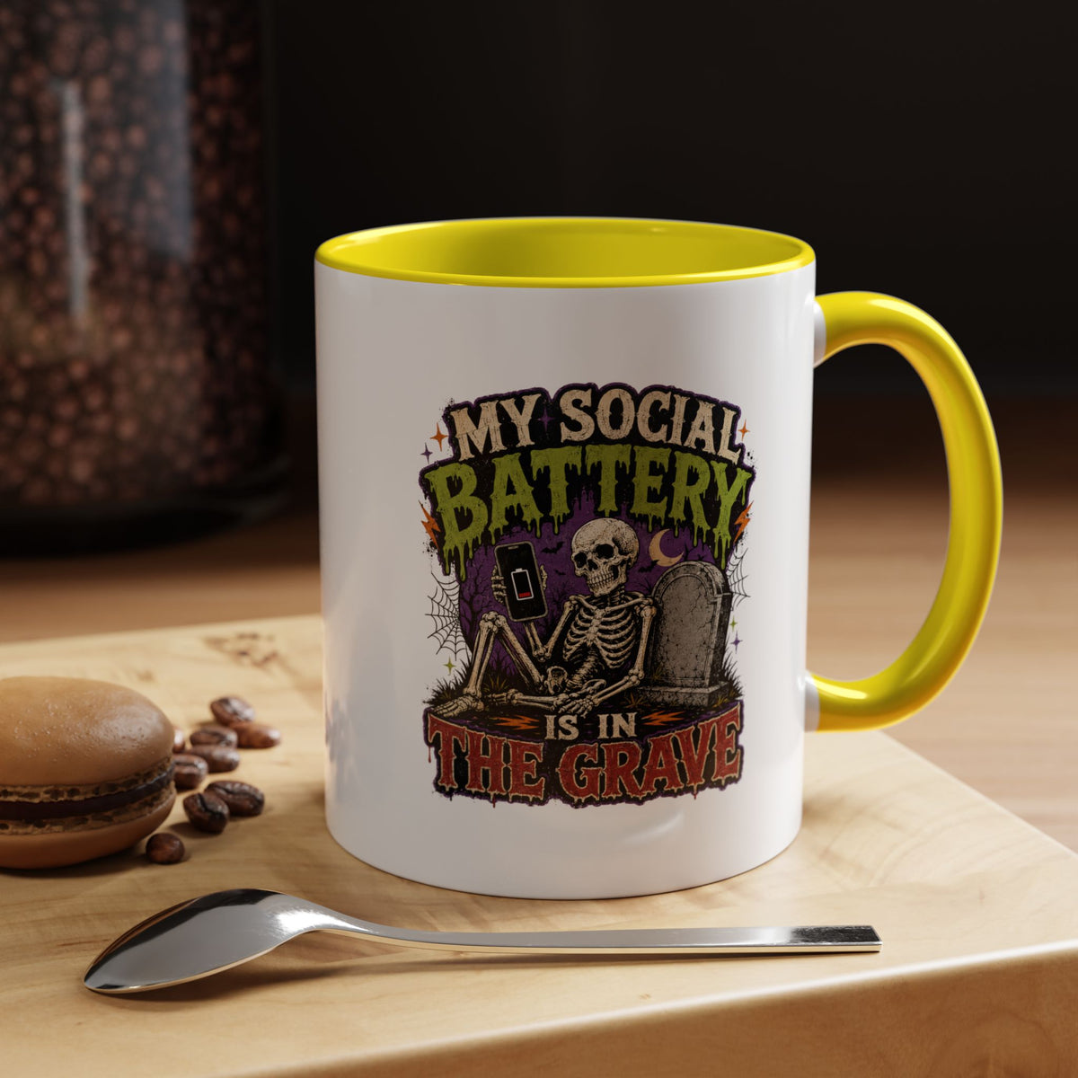 Halloween  My Social Battery Accent Coffee Mug