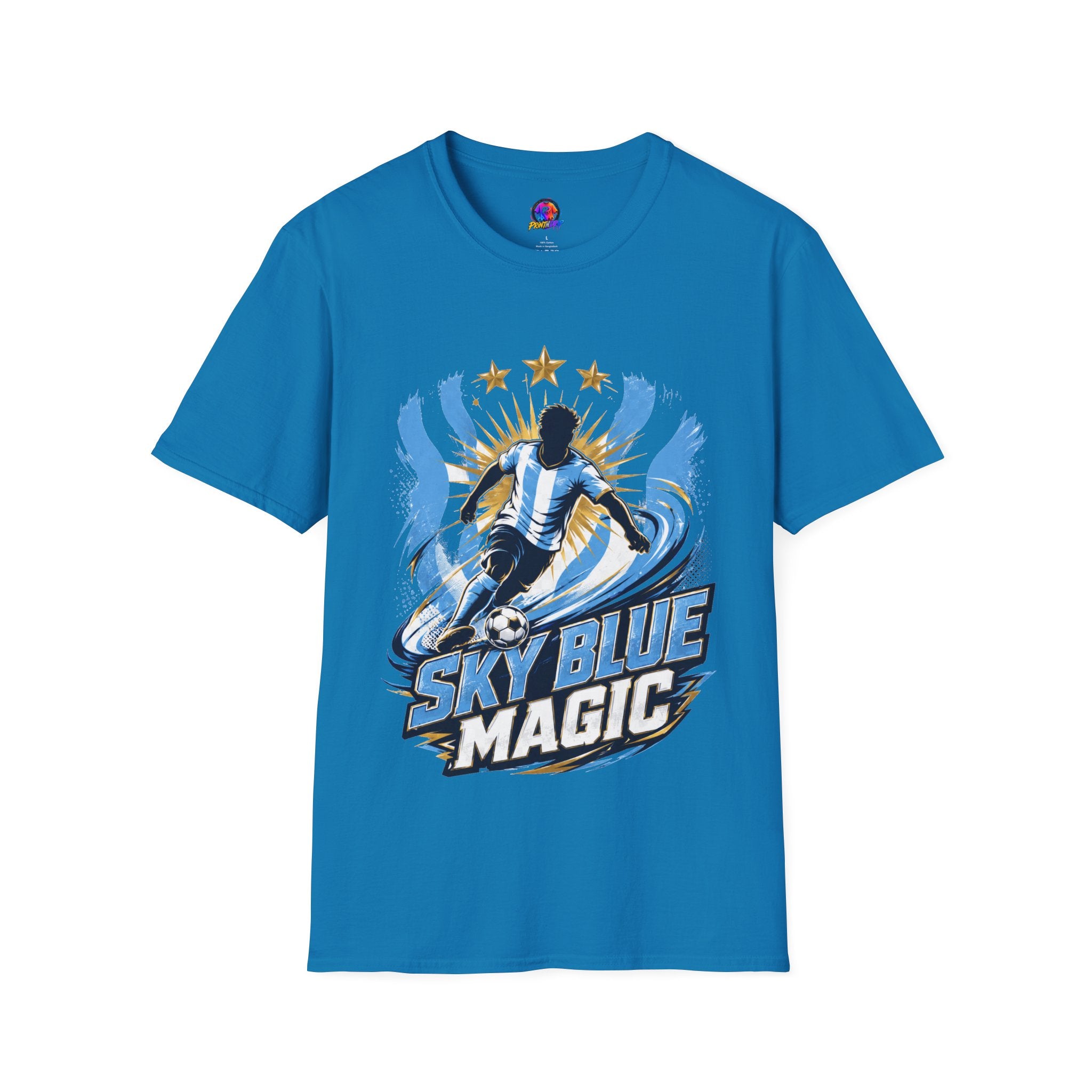 Argentina Sky Blue Magic Soccer T-Shirt — Argentinian Football Player Graphic Tee